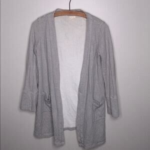Aerie White and Black Striped Long Cardigan Open Pullover Sweater